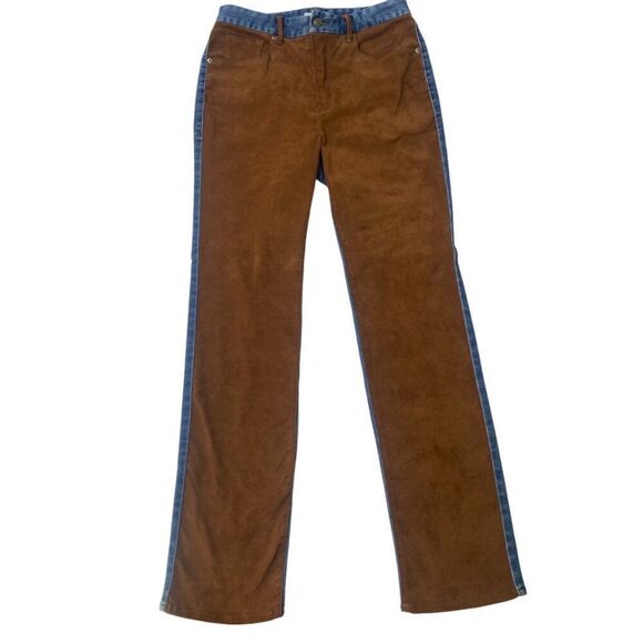 Good American Good Icon Mixed Media Denim and Faux Suede Straight Jeans Sz 10/30 - Picture 1 of 7